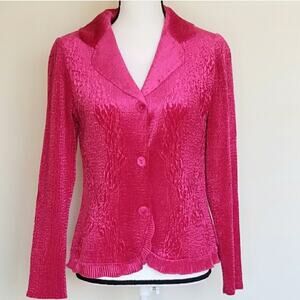 Rare! Chico's Hot Pink Soft & Silky Crinkle Cocktail Blazer Size 0 / Small